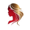 Colorful woman face silhouette with waves for cosmetics beauty salon logo design concept. Abstract female head silhouette for Royalty Free Stock Photo