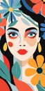 Colorful Floral Face: Bold Graphic Illustrations With Art Deco Influence