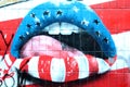 Colorful woman lips graffiti