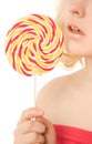 Colorful woman's lips and lollipop Royalty Free Stock Photo