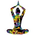 Colorful woman silhouette in yoga pose