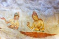 Colorful women in cave painting, Sigiriya, Sri Lanka