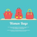 Colorful Women Handbags Display On Shelf