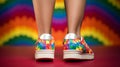 Colorful Women\'s Sneakers: A Pixelated Rainbow Of Style And Detail