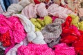 Colorful women scarves at a market