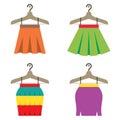 Colorful Women Skirts With Hangers Royalty Free Stock Photo