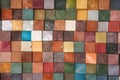 Colorful wood block tiles patterns abstract background Royalty Free Stock Photo