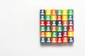 Colorful wood blocks with people icons for human diversity and human resource concept Royalty Free Stock Photo