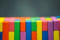 Colorful wood cube building block on background