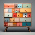 Colorful Wood Dresser With Abstract Minimalism Aesthetics