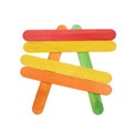Colorful wood ice lolly sticks, Ice cream sticks, isolated on white background Royalty Free Stock Photo