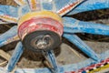 Colorful wood wheel of old Asian wagon Royalty Free Stock Photo