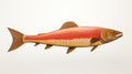 Colorful Woodcarving Fish Statue On White Background