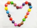 Colorful woodden beads heart shaped