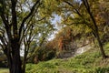 Colorful wooded bluffs in Autumn