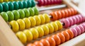 Colorful Wooden Abacus with Rows of Brightly Colored Beads for Counting and Education math Royalty Free Stock Photo