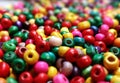 Colorful wooden ball beads background