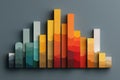 Colorful wooden bar chart with eco friendly design and digital style representing economy growth and data visualization Royalty Free Stock Photo