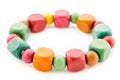 Colorful wooden beads bracelet. Royalty Free Stock Photo