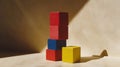 colorful wooden blocks stacked with shadows Royalty Free Stock Photo