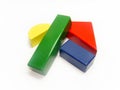 Colorful wooden building block shapes Royalty Free Stock Photo