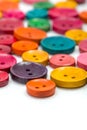 Colorful wooden buttons of various size