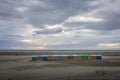 Colorful wooden cabins on Berck beach