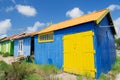 Colorful wooden cabins