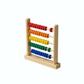 Colorful wooden child abacus isolated over white. math basics on rainbow abacus