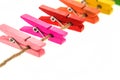 Colorful wooden clothespin isolated