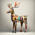 Colorful Wooden Deer Sculpture Inspired By Erik Jones And Dusan Djukaric