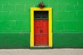 Colorful wooden door in Burano island, Venice, Italy