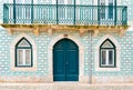 Colorful wooden doors in the facade of a typical Lisbon house, Portugal Royalty Free Stock Photo