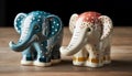 Colorful wooden elephant figurine symbol of family love generated by AI