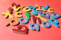 Colorful wooden English small letters alphabet.