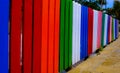 colorful wooden fence. detail in perspective Royalty Free Stock Photo