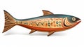 Colorful Wooden Fish Sculpture With Decorative Designs