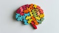 Colorful wooden geometric puzzle brain model. Neurodiversity concept.