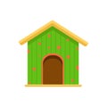 Colorful wooden green birdhouse, bird feeder