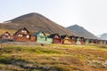 Colorful wooden houses along the road in summer at Longyearbyen, Svalbard Royalty Free Stock Photo