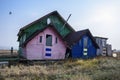 Colorful wooden houses at `Calin, file din povestile Malinei` Royalty Free Stock Photo