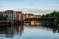 Colorful wooden houses on the fjord embankment - Trondheim, Norway. Royalty Free Stock Photo