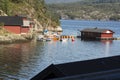 Colorful wooden houses on the sea in Osoyro