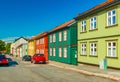 Colorful wooden houses on a street of Oslo, Norway