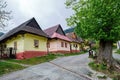 Colorful wooden houses in Vlkolinec village in northern Slovakia.