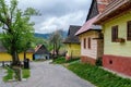 Colorful wooden houses in Vlkolinec village in northern Slovakia.