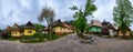 Colorful wooden houses in Vlkolinec village in northern Slovakia. A Unesco heritage village with well-preserved wooden country hou