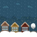 Colorful Wooden Houses, Winter Theme