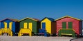 Colorful wooden huts on Muizenberg beach South Africa Royalty Free Stock Photo