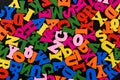 Colorful wooden letters, alphabet, close up Royalty Free Stock Photo